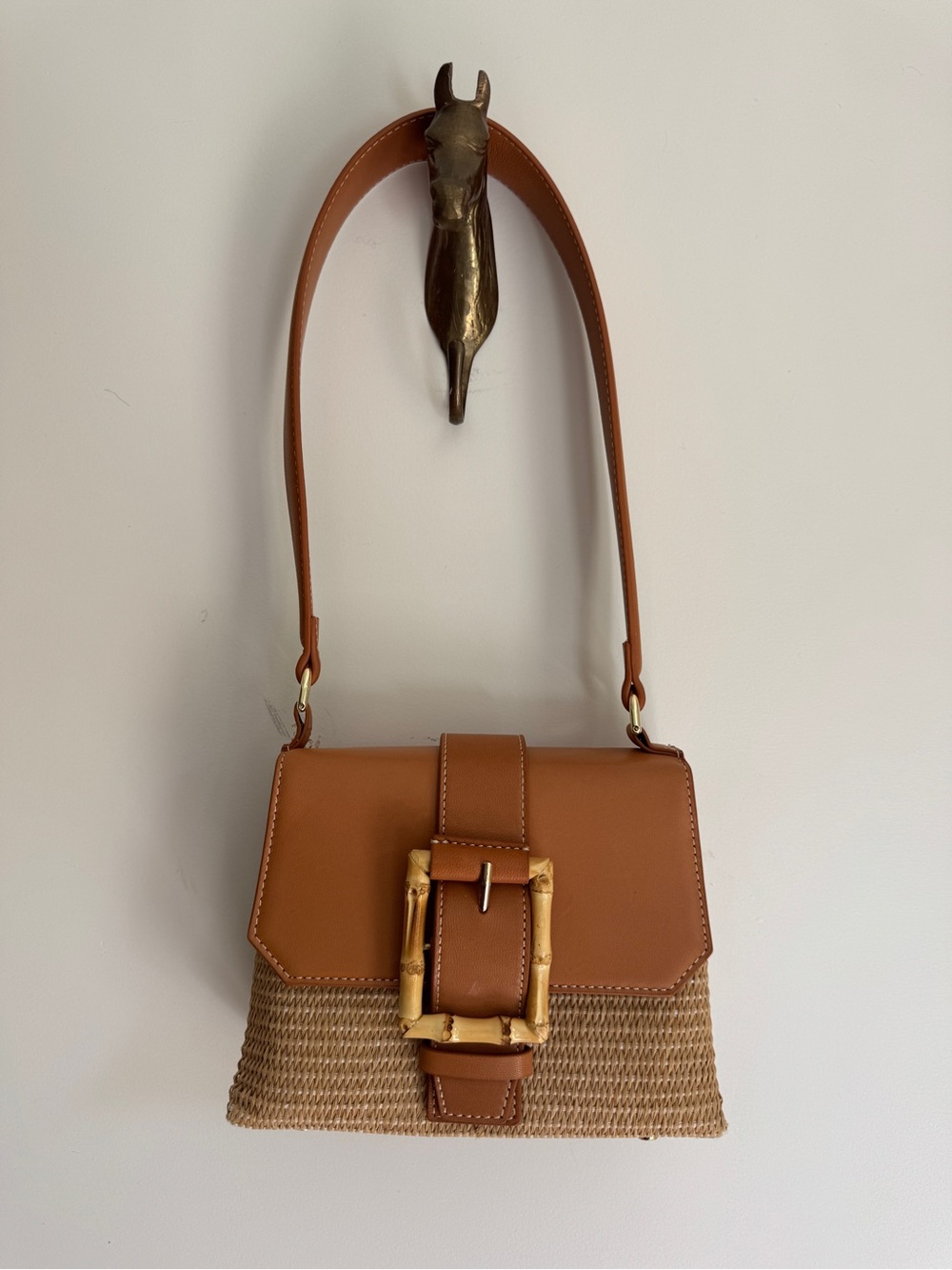 J McLaughlin Louisa woven & leather bag with Bamboo Buckle